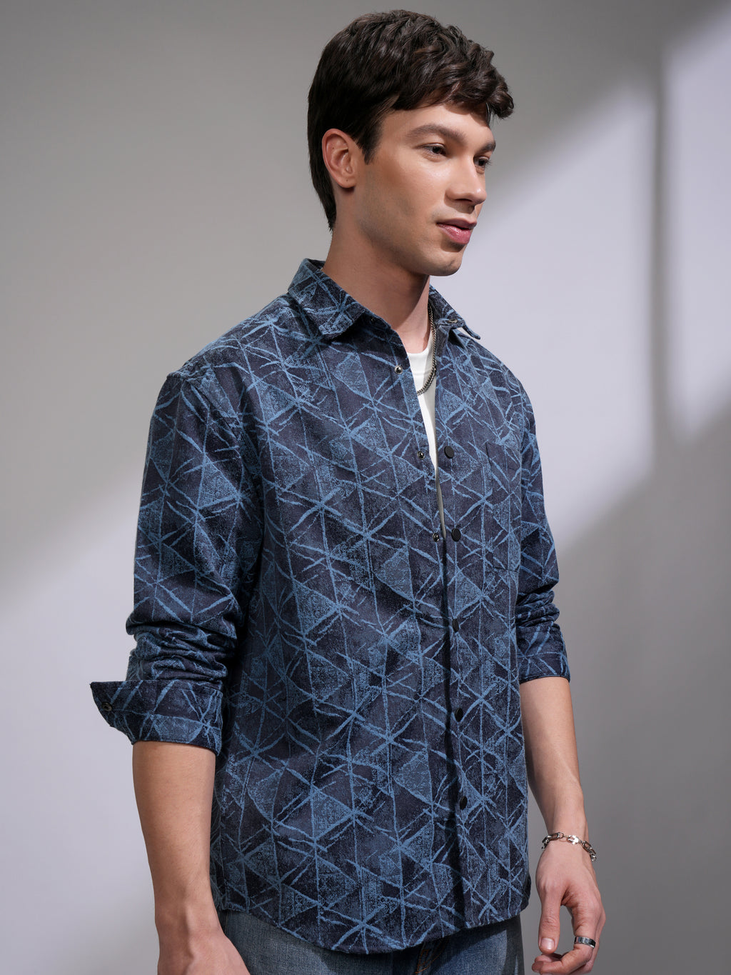 Highlander Men Blue Printed Relaxed Fit Casual Shirt - Blue - Image 6