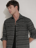 Highlander Men Black Printed Relaxed Fit Casual Shirt - Black - Image 1