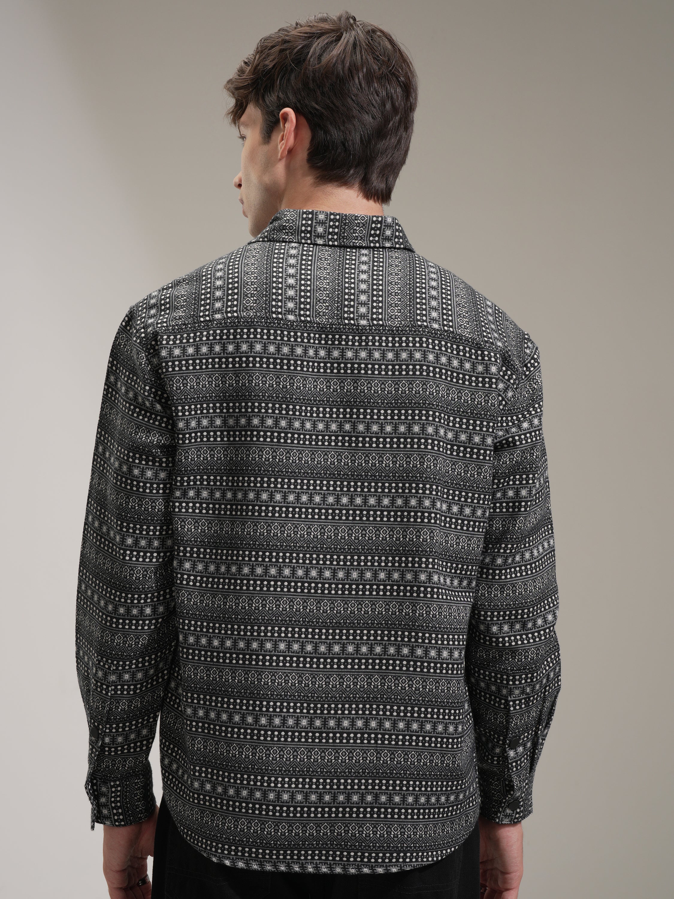 Highlander Men Black Printed Relaxed Fit Casual Shirt - Black - Image 3
