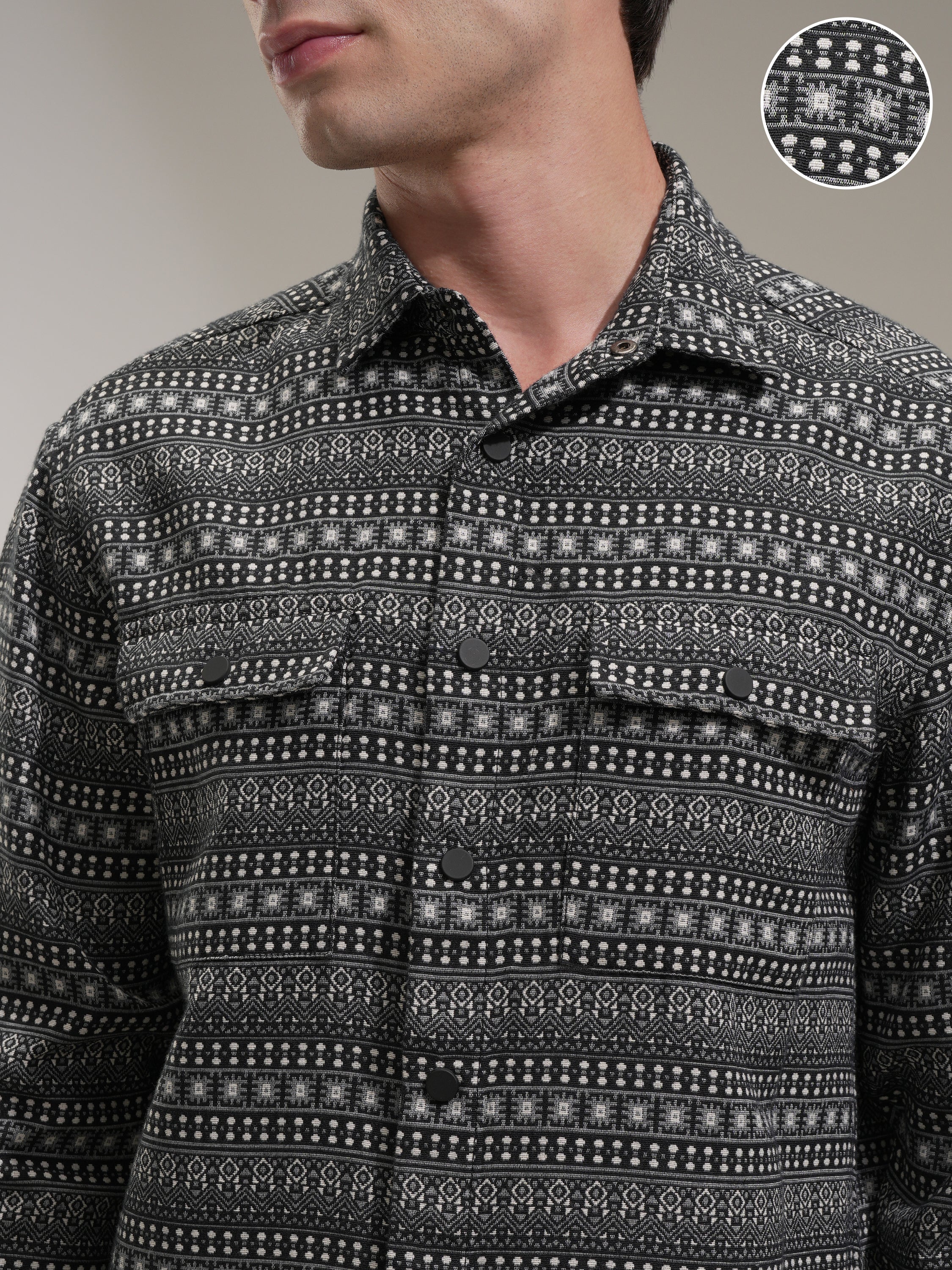 Highlander Men Black Printed Relaxed Fit Casual Shirt - Black - Image 5