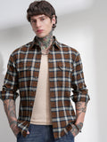 Highlander Men Brown Checked Relaxed Fit Casual Shirt - Brown - Image 1