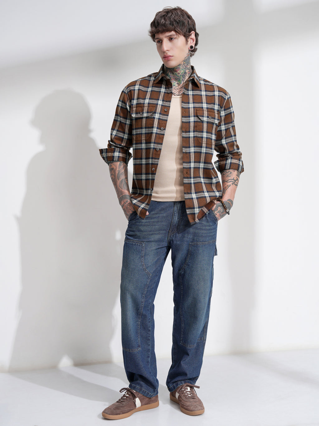 Highlander Men Brown Checked Relaxed Fit Casual Shirt - Brown - Image 2