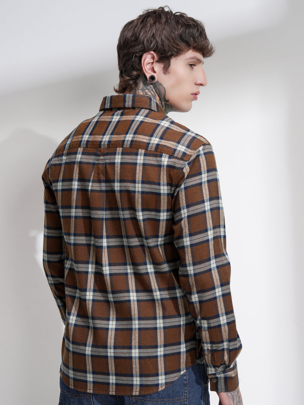 Highlander Men Brown Checked Relaxed Fit Casual Shirt - Brown - Image 3