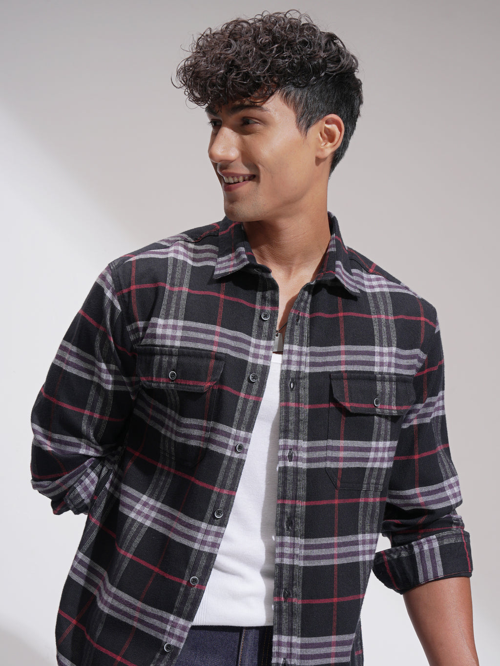 Highlander Men Black Checked Relaxed Fit Casual Shirt - Black - Image 1