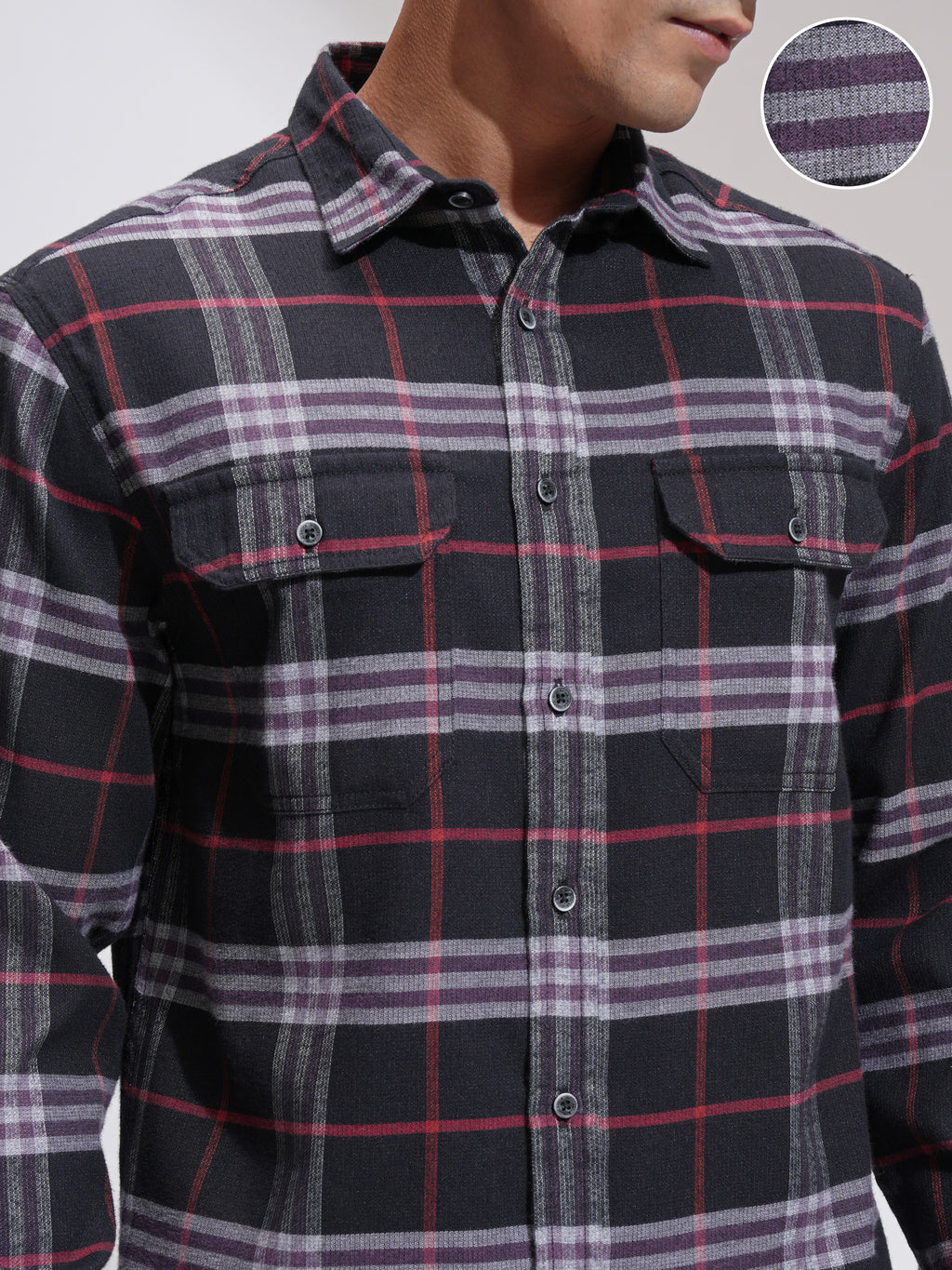 Highlander Men Black Checked Relaxed Fit Casual Shirt - Black - Image 5