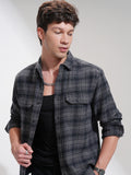 Highlander Men Grey Checked Relaxed Fit Casual Shirt - Grey - Image 1