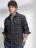 Highlander Men Navy Blue Checked Relaxed Fit Casual Shirt - Navy Blue - Image 1