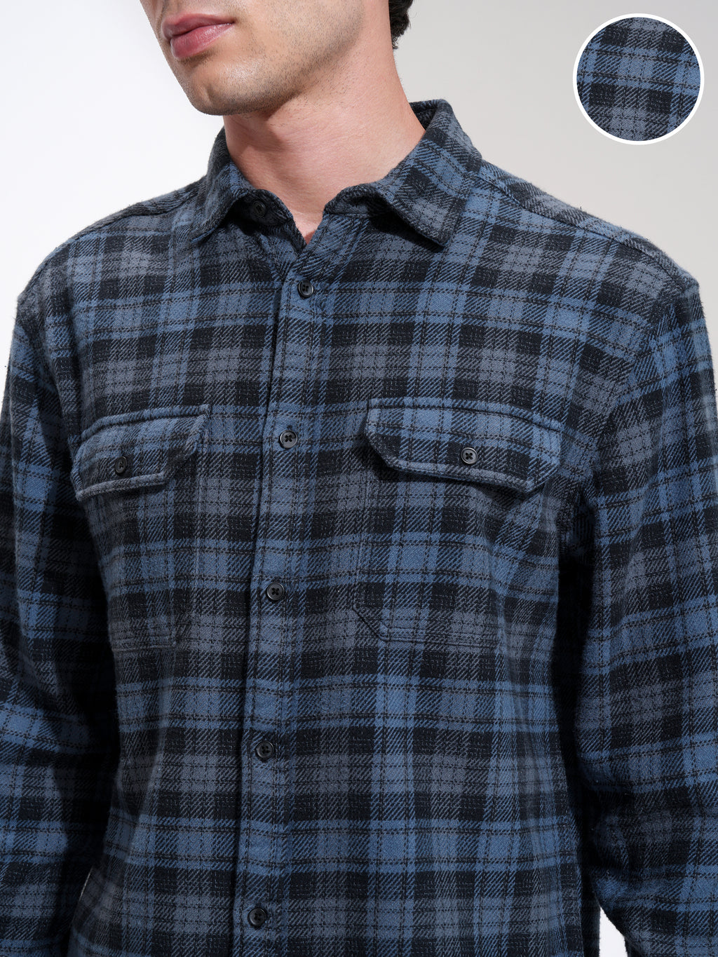 Highlander Men Blue Checked Relaxed Fit Casual Shirt - Blue - Image 5