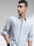Highlander Men Blue Self Design Relaxed Fit Casual Shirt - Blue - Image 1