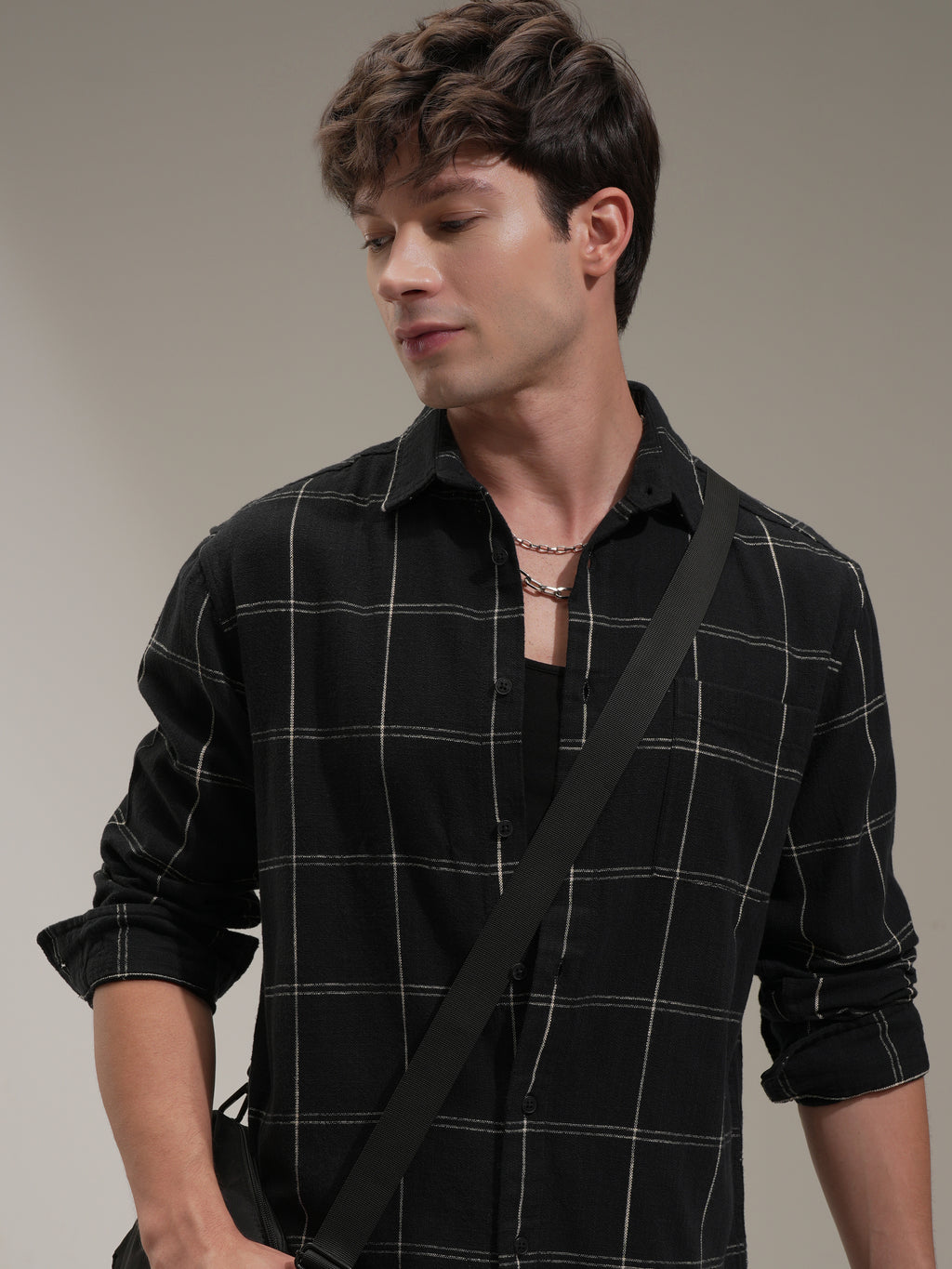 Highlander Men Black Checked Relaxed Fit Casual Shirt - Black - Image 1