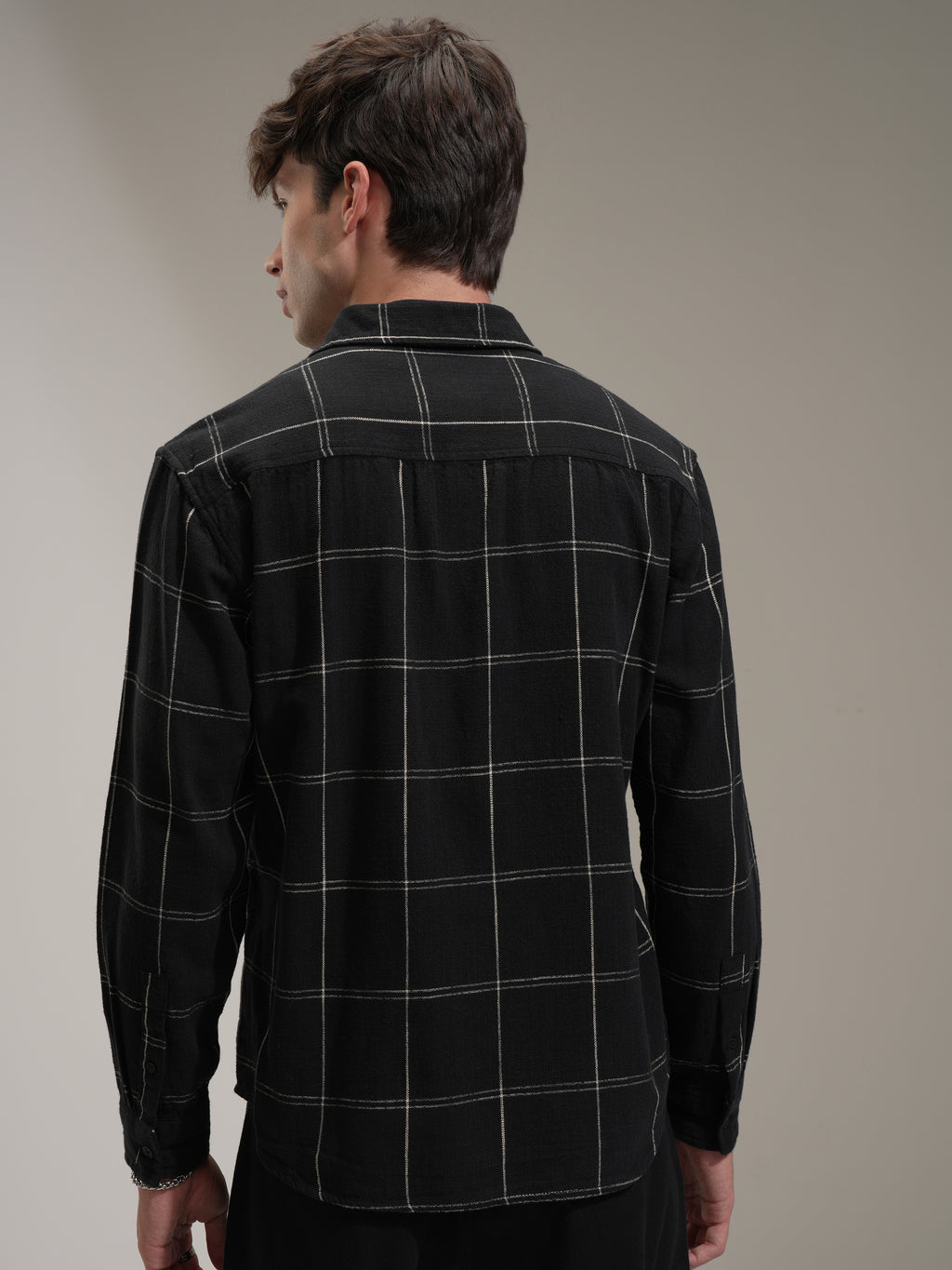 Highlander Men Black Checked Relaxed Fit Casual Shirt - Black - Image 3