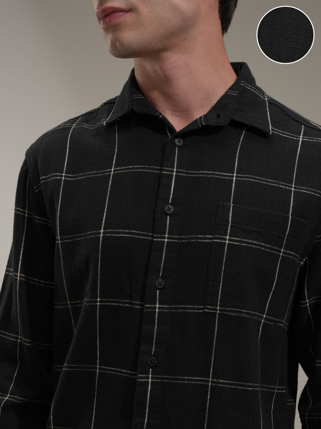 Highlander Men Black Checked Relaxed Fit Casual Shirt - Black - Image 5