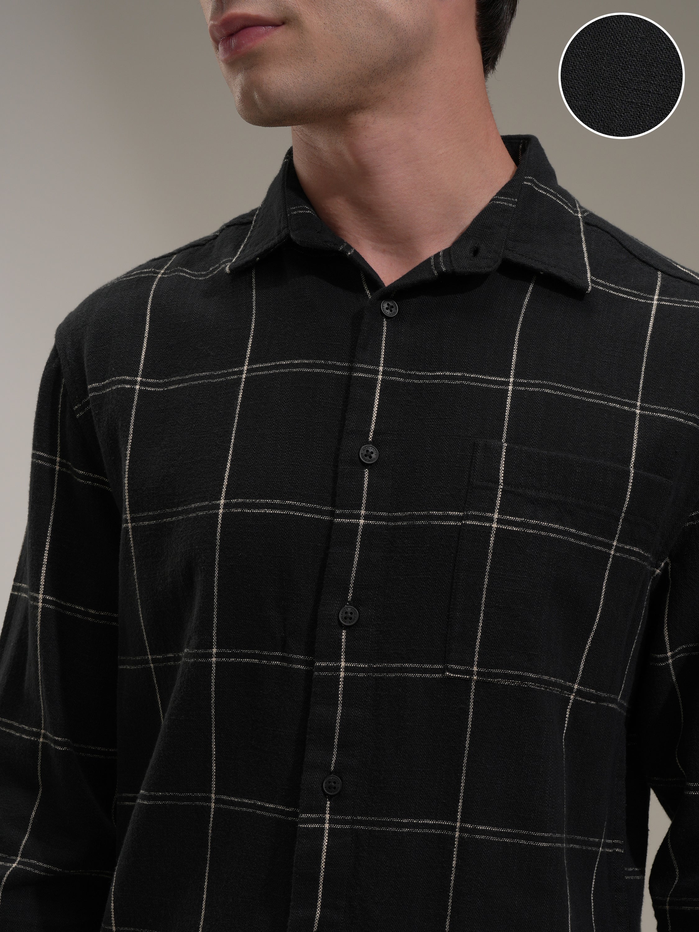 Highlander Men Black Checked Relaxed Fit Casual Shirt - Black - Image 5