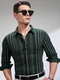 Highlander Men Green Self Design Slim Fit Casual Shirt - Green - Image 1