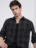 Highlander Men Black Checked Slim Fit Casual Shirt - Black - Image 1