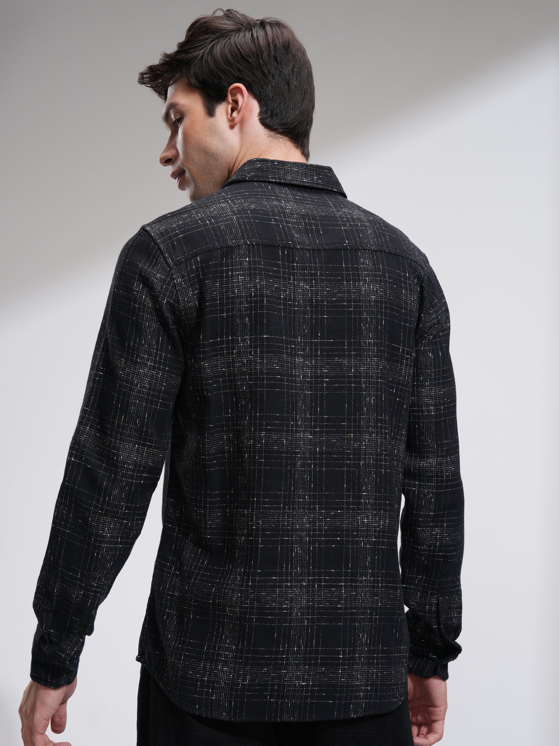 Highlander Men Black Checked Slim Fit Casual Shirt - Black - Image 3