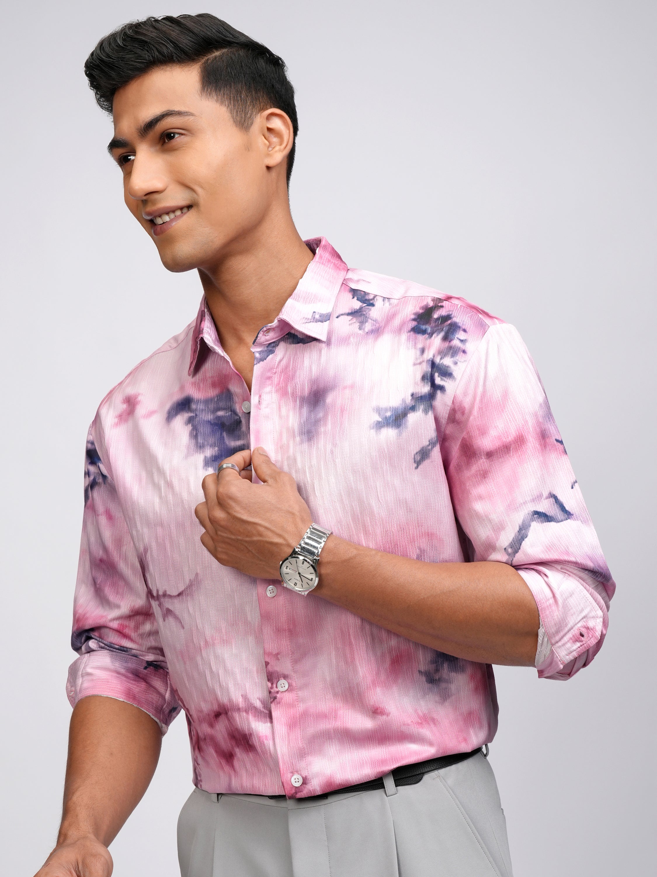 Highlander Men Pink Printed Relaxed Fit Casual Shirt - Pink - Image 4