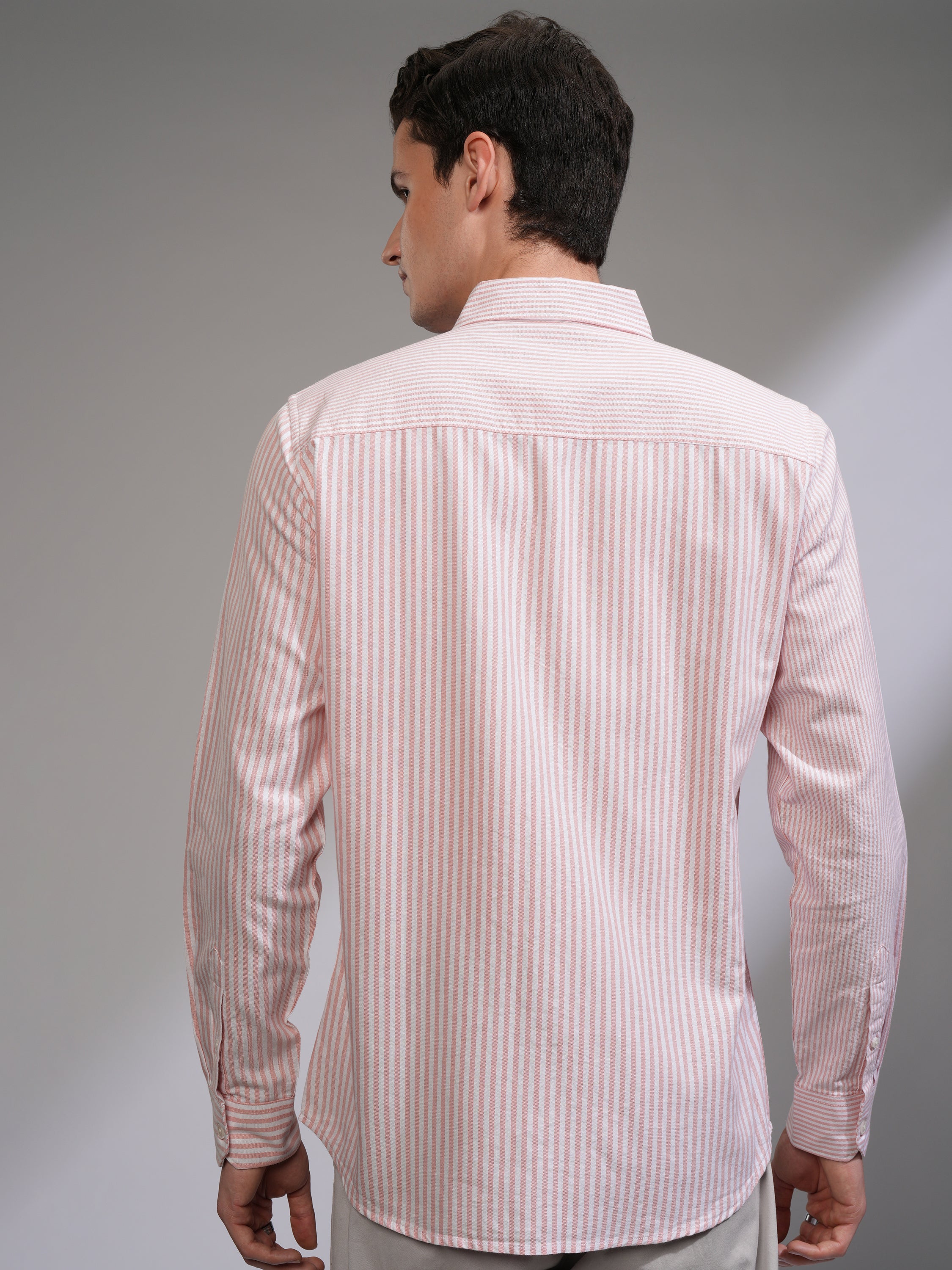 Highlander Men White Striped Slim Fit Casual Shirt - White - Image 3
