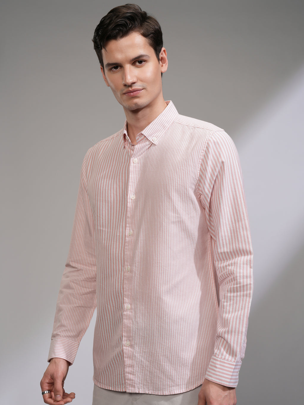 Highlander Men White Striped Slim Fit Casual Shirt - White - Image 4
