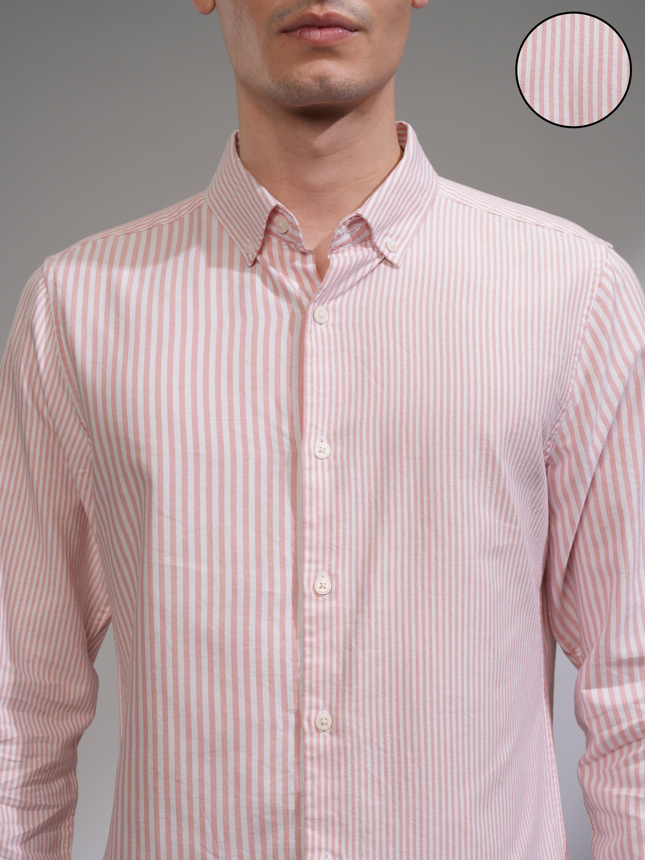 Highlander Men White Striped Slim Fit Casual Shirt - White - Image 5