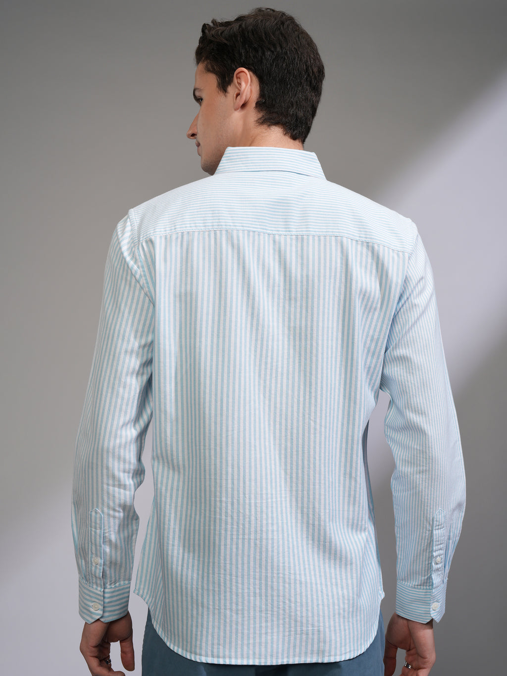 Highlander Men White Striped Slim Fit Casual Shirt - White - Image 3