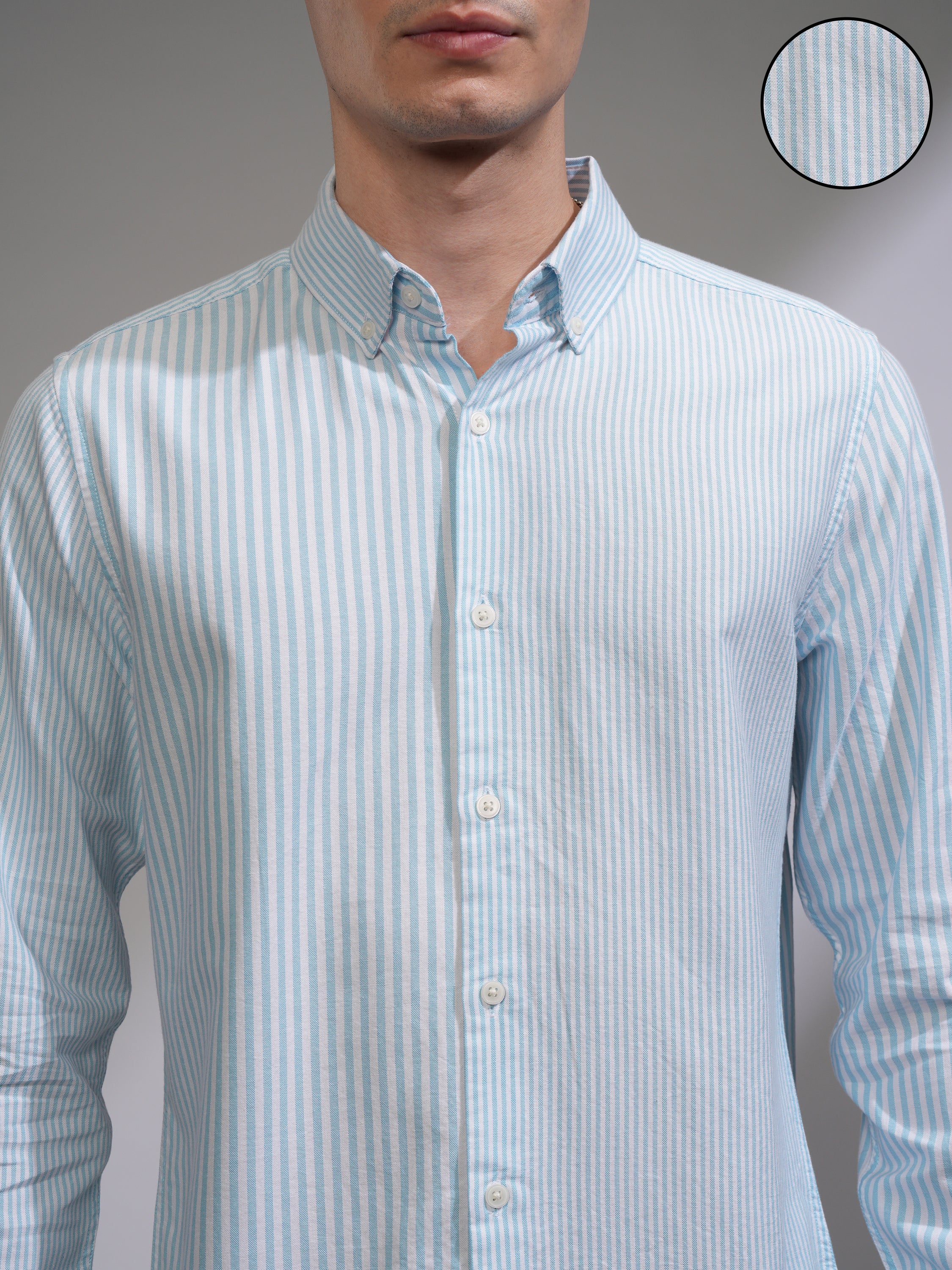 Highlander Men White Striped Slim Fit Casual Shirt - White - Image 5