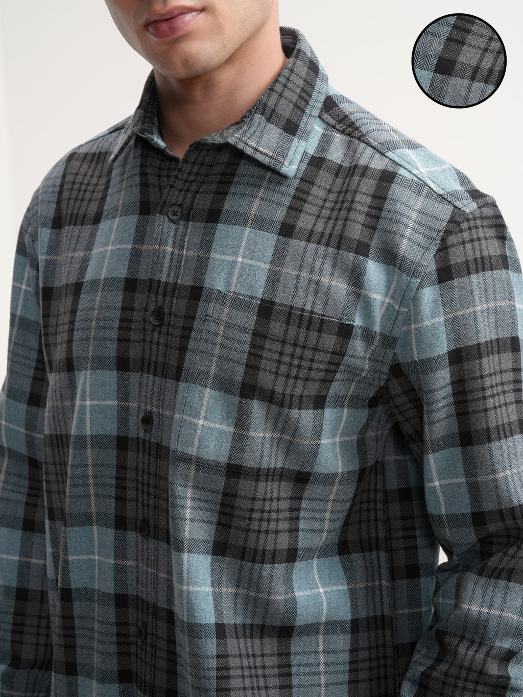 Highlander Men Blue Checked Relaxed Fit Casual Shirt - Blue - Image 5
