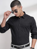 Highlander Men Black Solid Slim Fit Casual Shirt - Black - Image 1