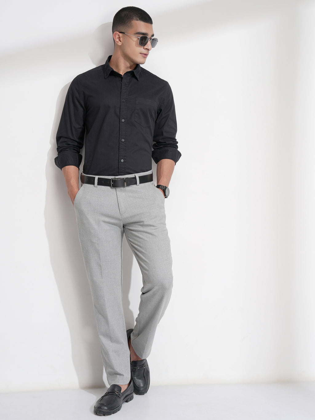Highlander Men Black Solid Slim Fit Casual Shirt - Black - Image 2