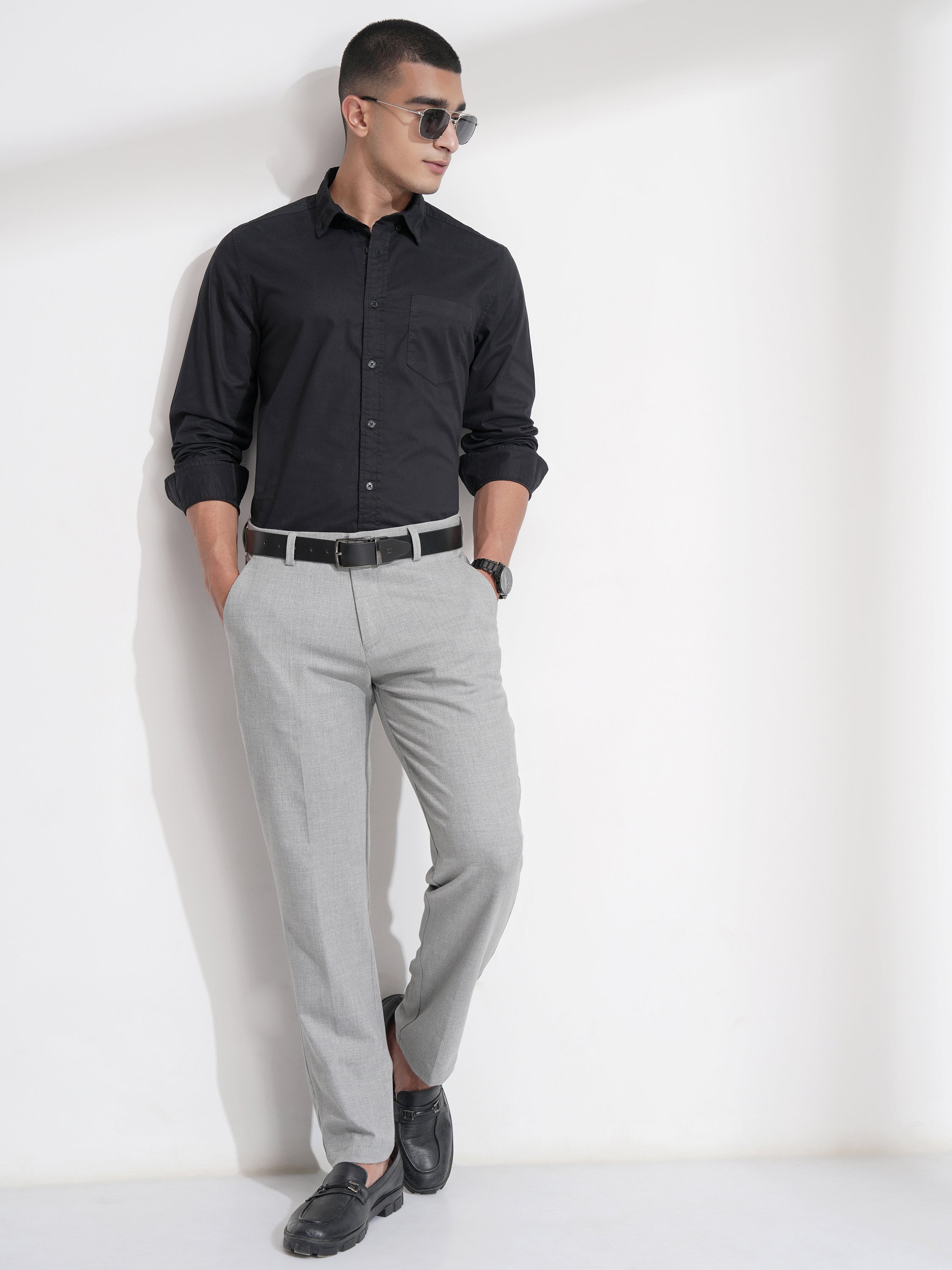 Highlander Men Black Solid Slim Fit Casual Shirt - Black - Image 2