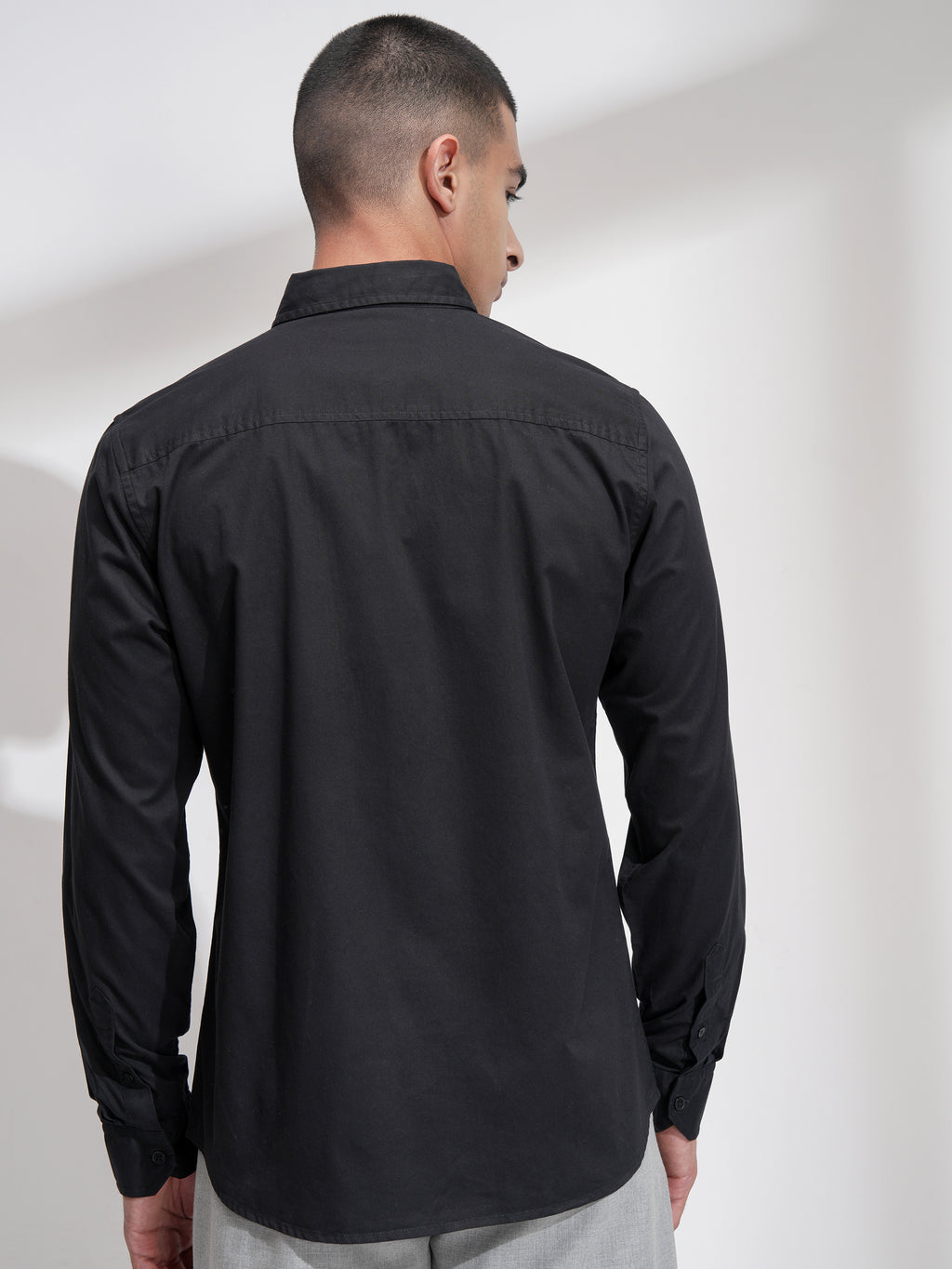 Highlander Men Black Solid Slim Fit Casual Shirt - Black - Image 3