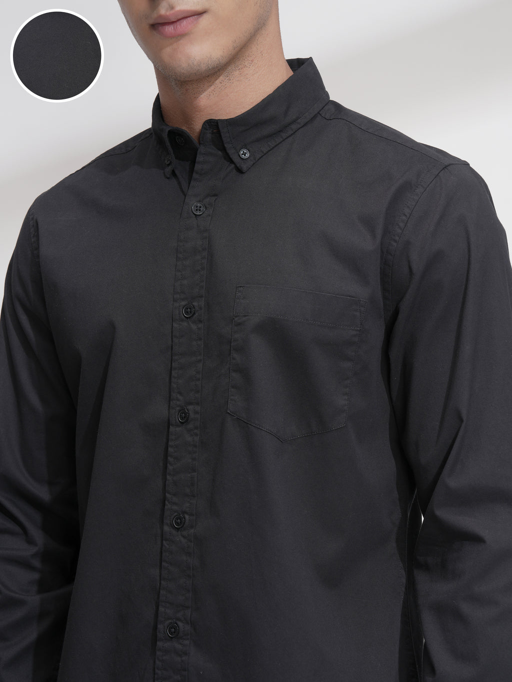 Highlander Men Black Solid Slim Fit Casual Shirt - Black - Image 5