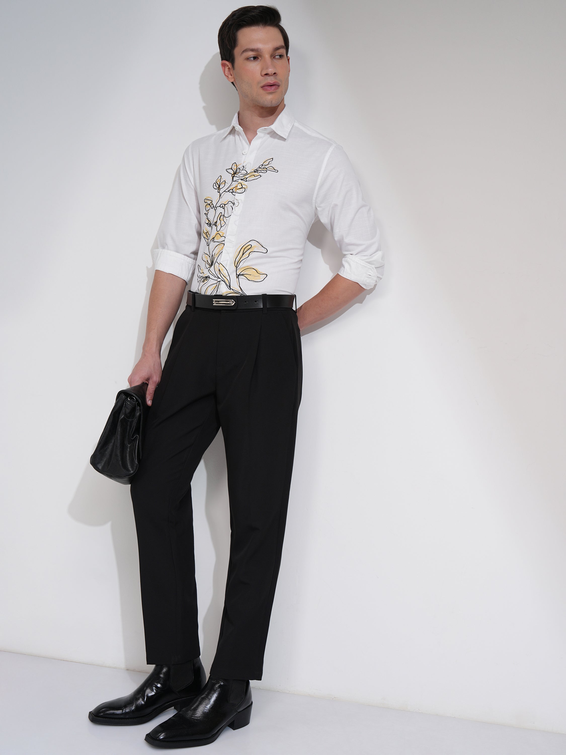 Highlander Men White Printed Slim Fit Casual Shirt - White - Image 2