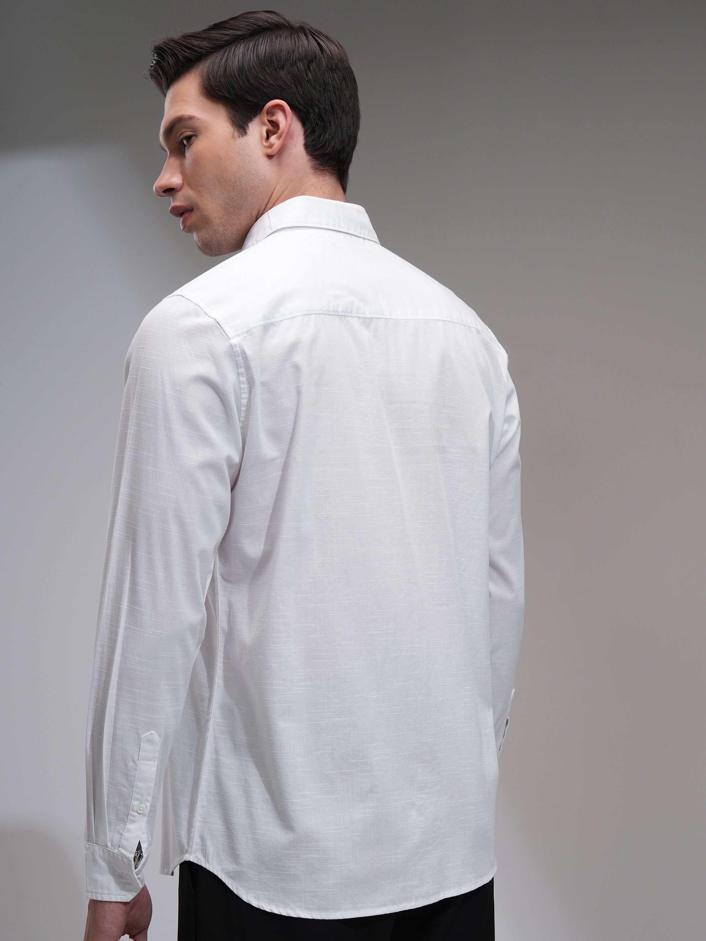 Highlander Men White Printed Slim Fit Casual Shirt - White - Image 3