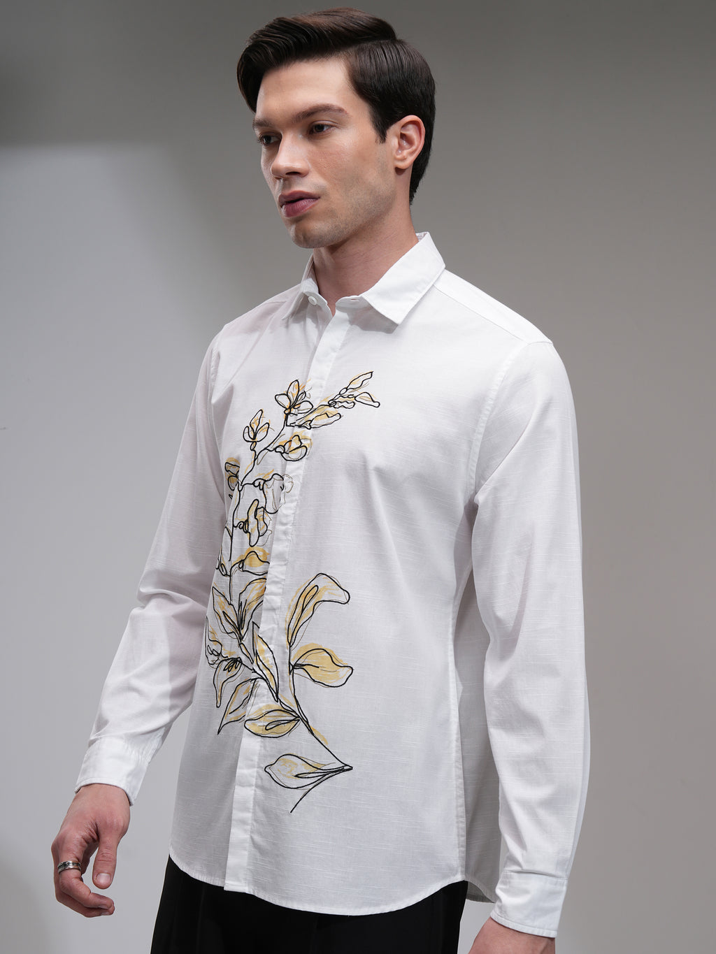 Highlander Men White Printed Slim Fit Casual Shirt - White - Image 4