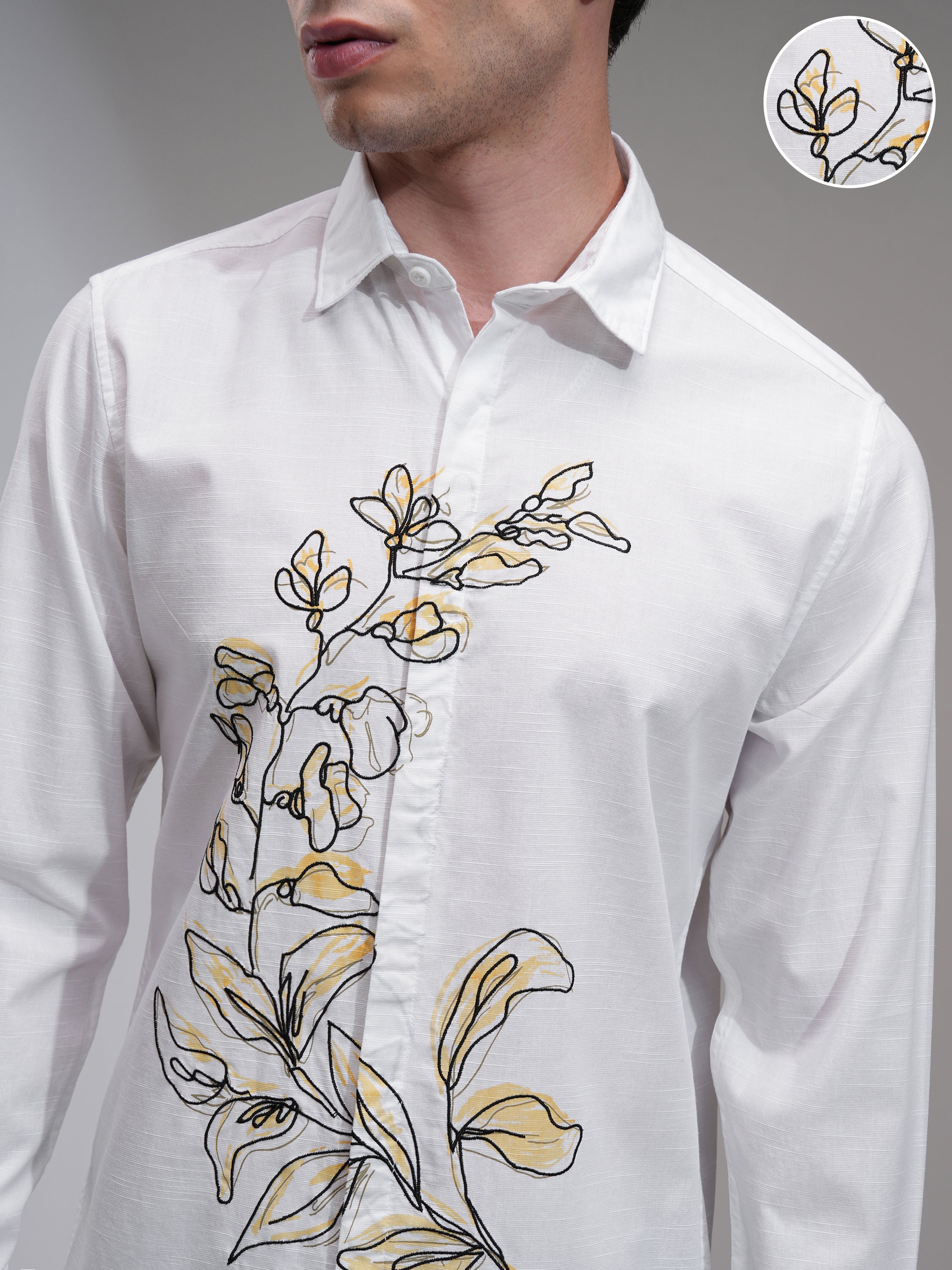 Highlander Men White Printed Slim Fit Casual Shirt - White - Image 5
