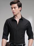 Highlander Men Black Solid Slim Fit Casual Shirt - Black - Image 1