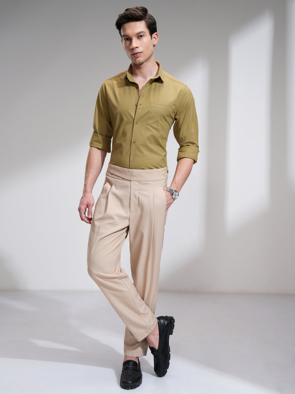 Highlander Men Mustard Solid Slim Fit Casual Shirt - Mustard - Image 2