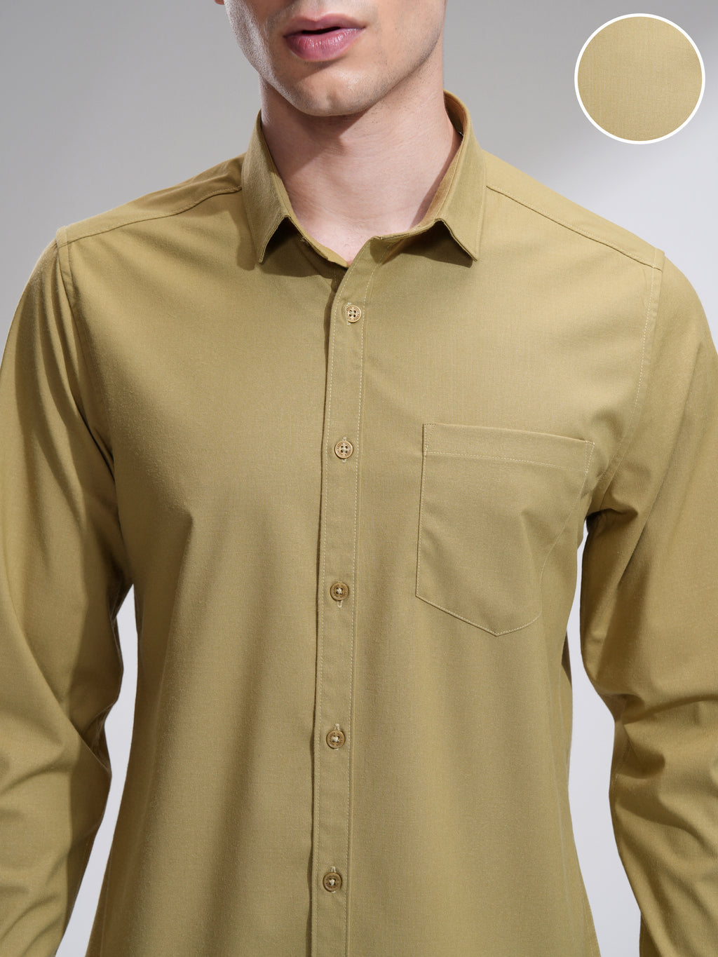 Highlander Men Mustard Solid Slim Fit Casual Shirt - Mustard - Image 5