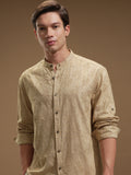 Highlander Men Beige Self Design Relaxed Fit Casual Shirt - Beige - Image 1