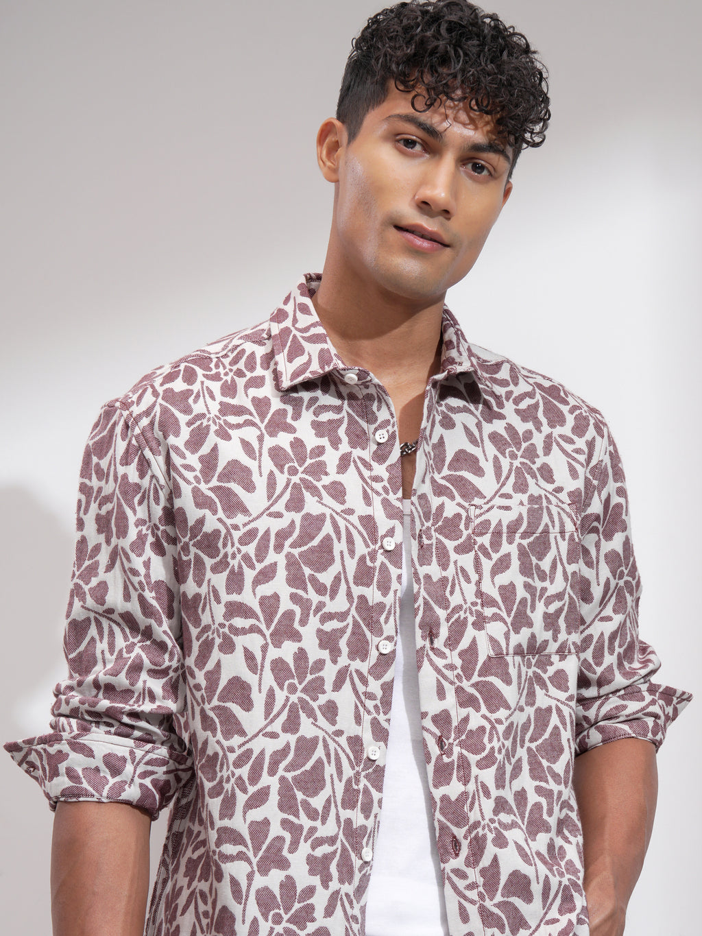 Highlander Men White Printed Relaxed Fit Casual Shirt - White - Image 1