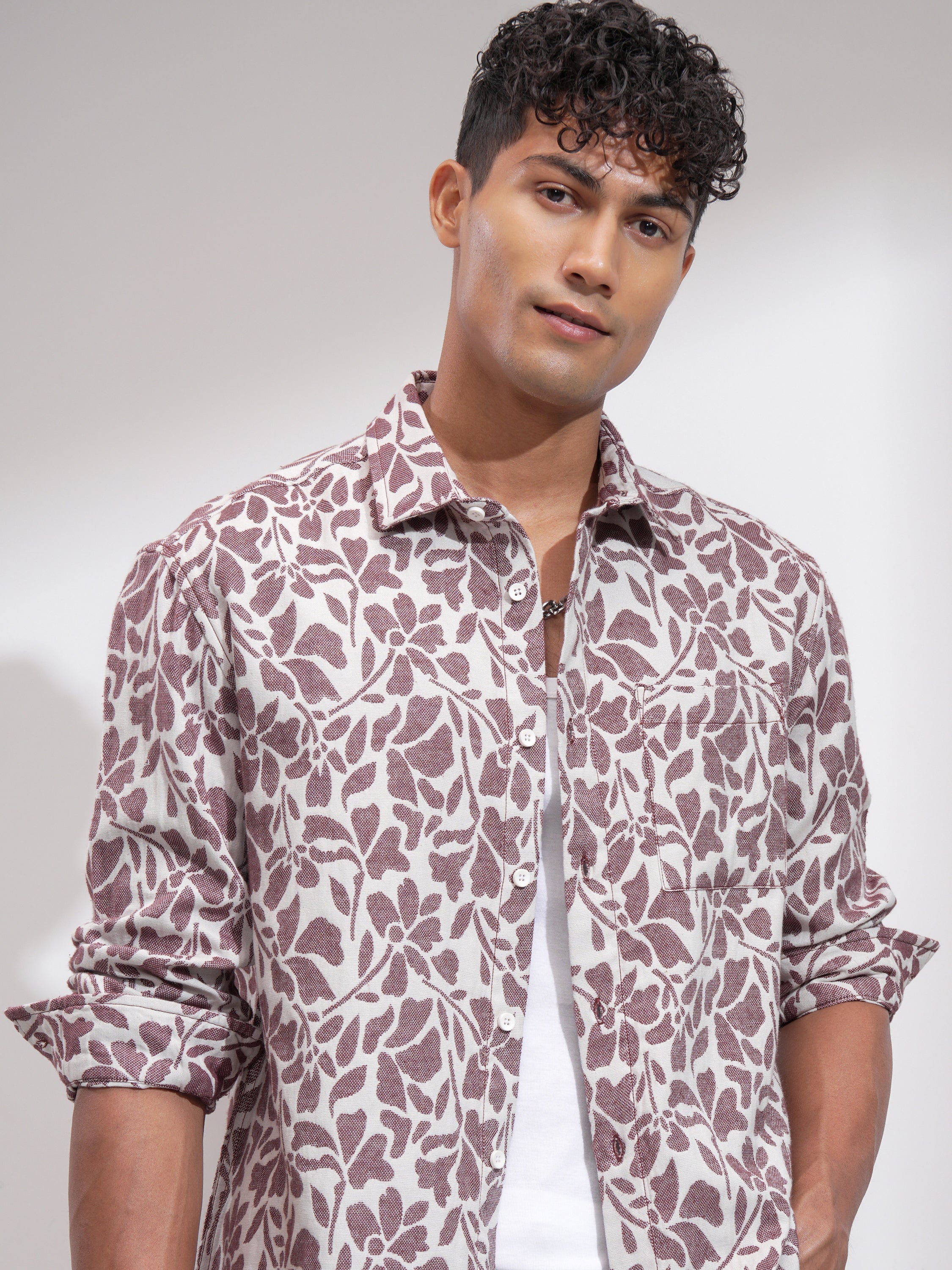 Highlander Men White Printed Relaxed Fit Casual Shirt - White - Image 1