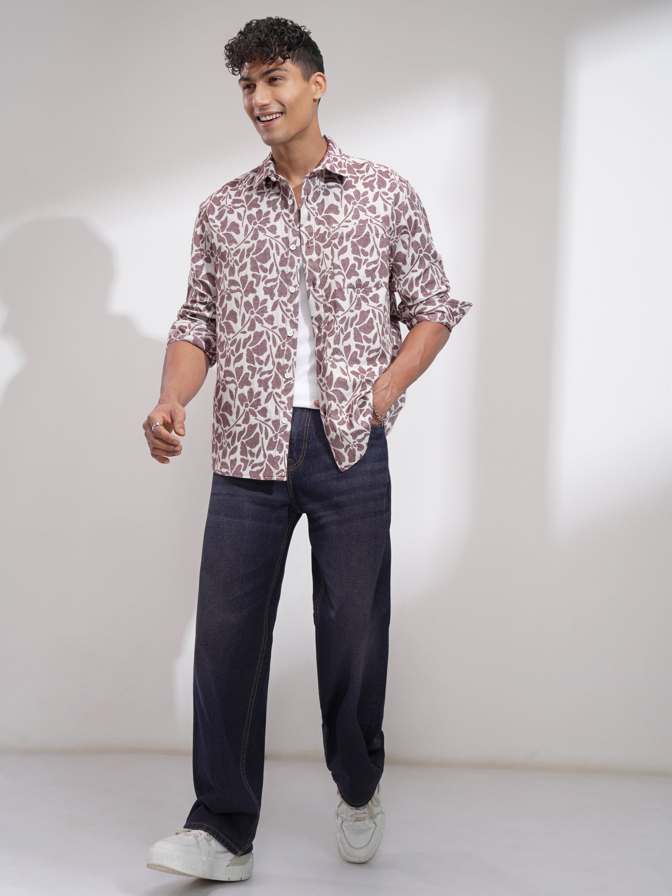 Highlander Men White Printed Relaxed Fit Casual Shirt - White - Image 2