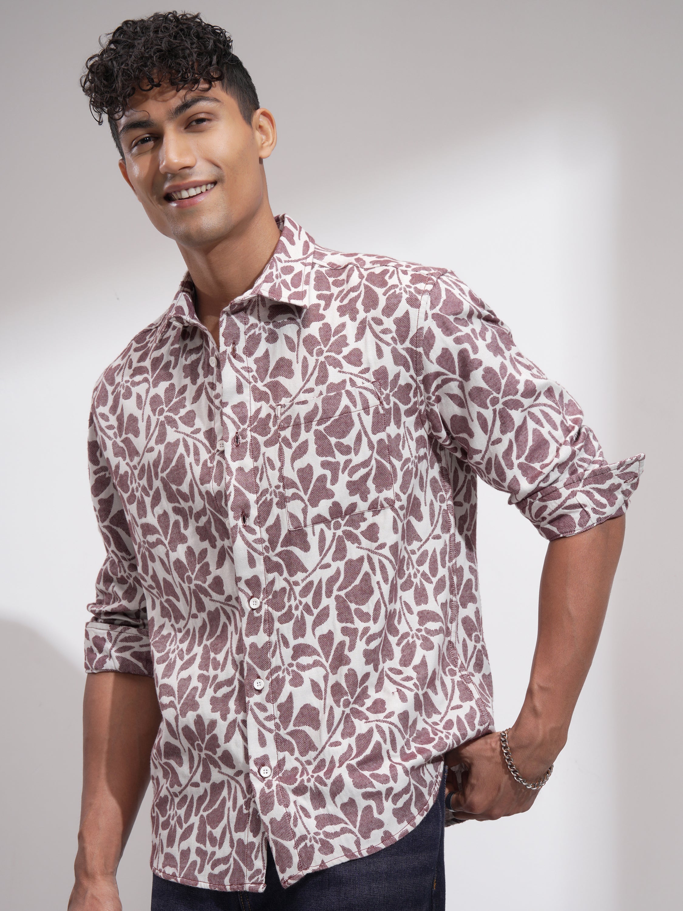 Highlander Men White Printed Relaxed Fit Casual Shirt - White - Image 4
