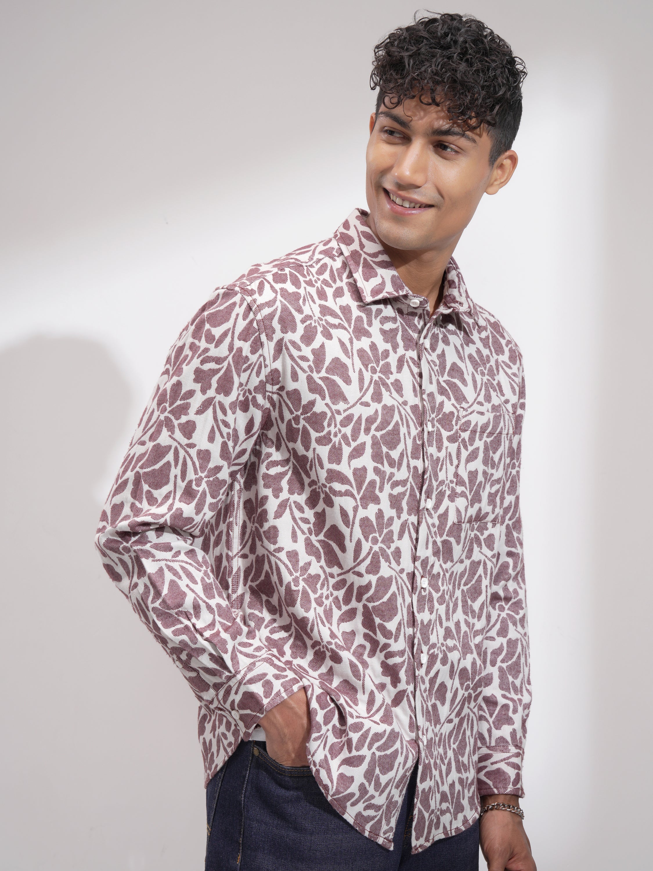 Highlander Men White Printed Relaxed Fit Casual Shirt - White - Image 6