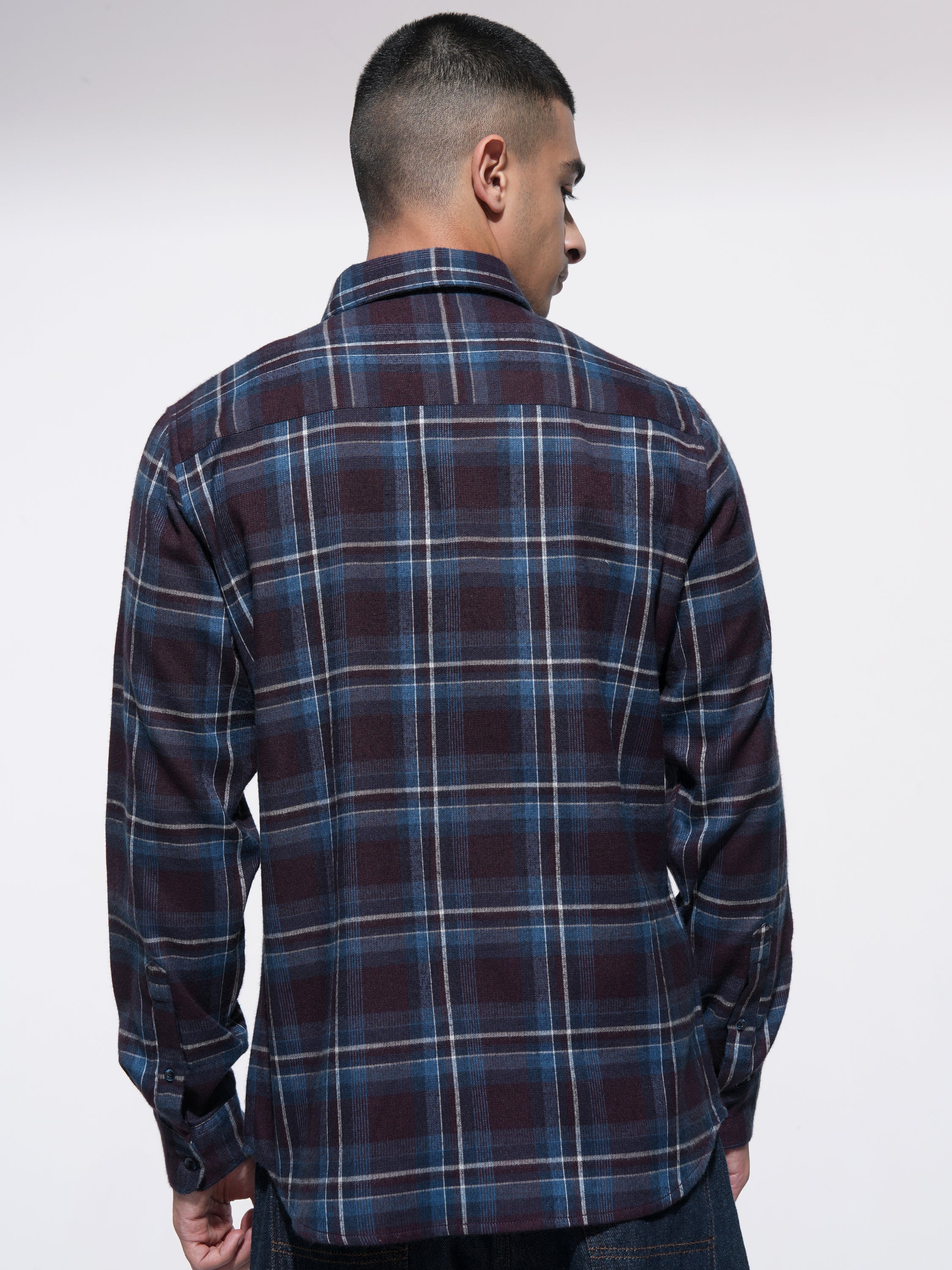 Highlander Men Maroon Checked Slim Fit Casual Shirt - Maroon - Image 3