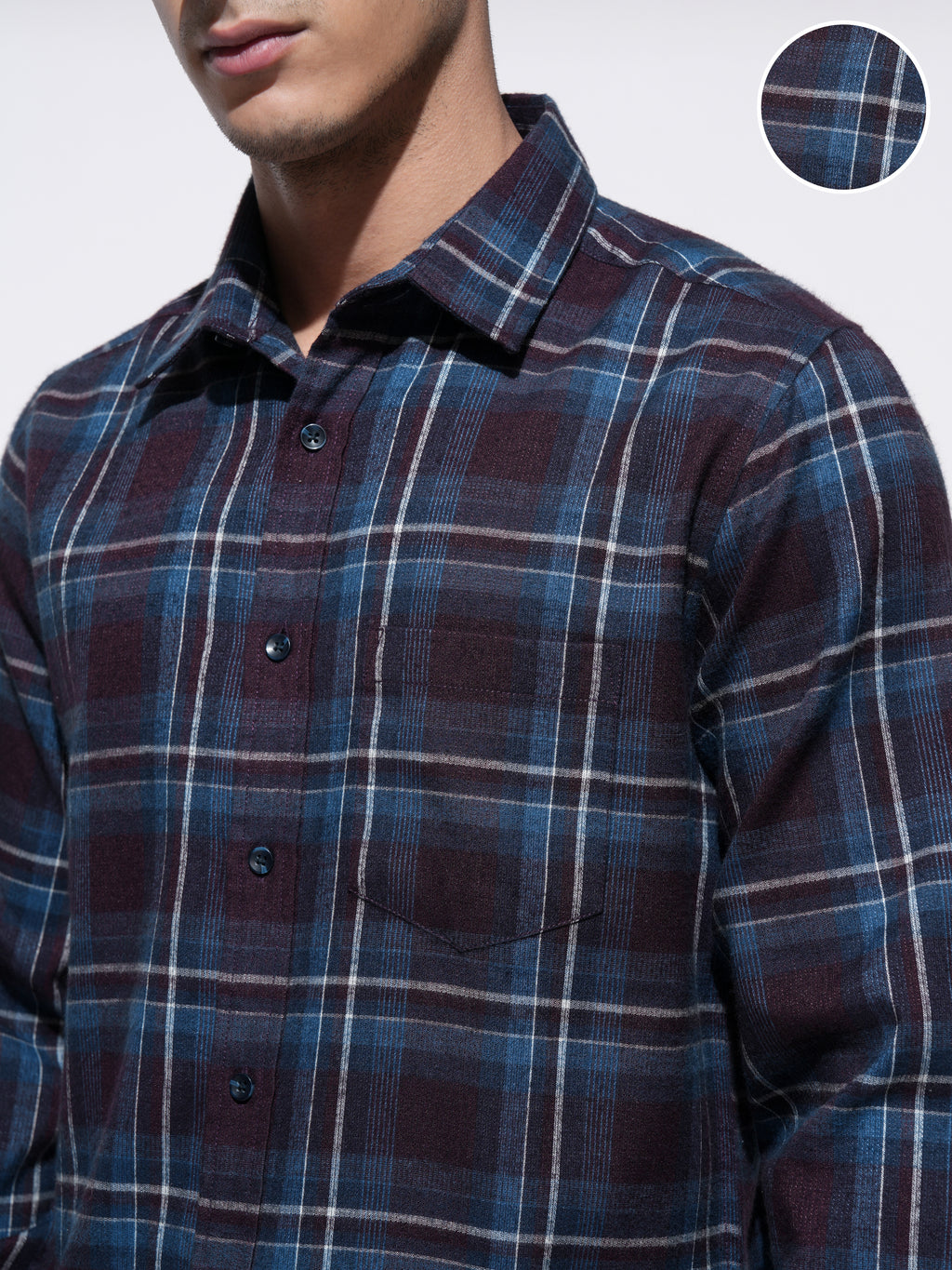 Highlander Men Maroon Checked Slim Fit Casual Shirt - Maroon - Image 5