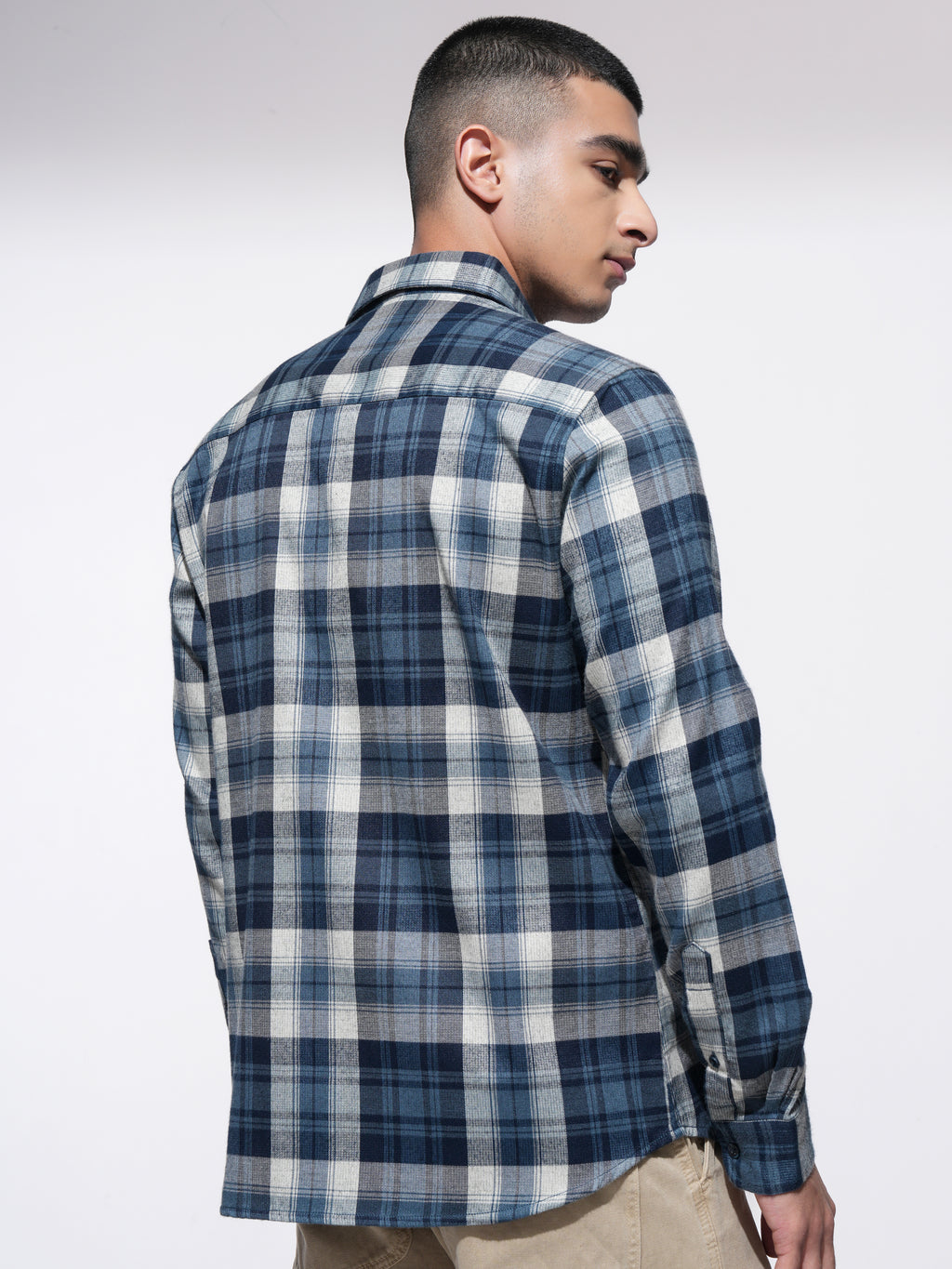 Highlander Men Blue Checked Slim Fit Casual Shirt - Blue - Image 3