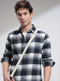 Highlander Men Off White Checked Slim Fit Casual Shirt - Off White - Image 1