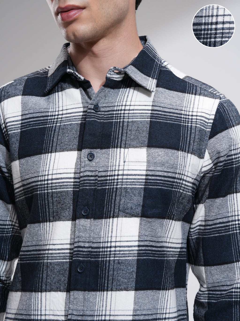 Highlander Men Off White Checked Slim Fit Casual Shirt - Off White - Image 5